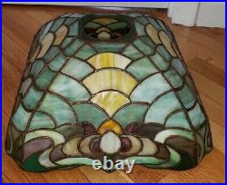 Duffner & Kimberly Leaded Slag Stained Glass Owl Table Lamp Handel Tiffany Era