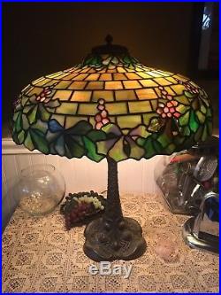 Duffner & Kimberly leaded lamp, Slag, Stained glass shade, Arts Crafts, Handel Era Duffner & Kimberly leaded lamp, Slag, Stained glass shade, Arts Crafts, Handel Era