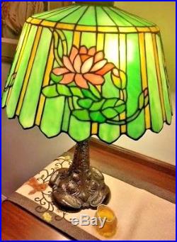 Duffner & Kimberly leaded lamp, Slag, Stained glass shade, Arts Crafts, Handel Era