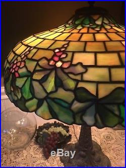 Duffner & Kimberly leaded lamp, Slag, Stained glass shade, Arts Crafts, Handel Era Duffner & Kimberly leaded lamp, Slag, Stained glass shade, Arts Crafts, Handel Era