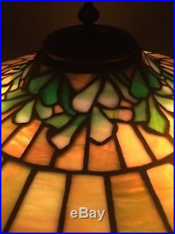 Duffner & Kimberly leaded lamp, Slag, Stained glass shade, Arts Crafts, Handel Era Duffner & Kimberly leaded lamp, Slag, Stained glass shade, Arts Crafts, Handel Era
