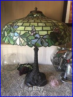 Duffner & Kimberly leaded lamp, Slag, Stained glass shade, Arts Crafts, Handel Era Duffner & Kimberly leaded lamp, Slag, Stained glass shade, Arts Crafts, Handel Era