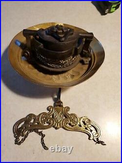 EARLY 1900S Arts and Crafts P. L. B. &G Co. SUCCESS Brass Oil Lamp Slag Glass Shade