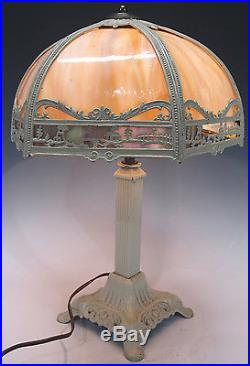 EARLY Antique Art Deco/Arts & Crafts Marble Slag Glass WORKING Table Lamp NR yqz