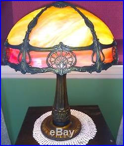 EX Miller Slag Glass Lamp Handel Tiffany arts & crafts stained glass era