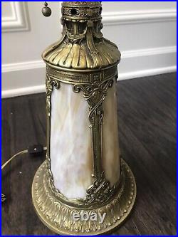 Early 1900's Miller Slag Glass Lamp with light up base, working