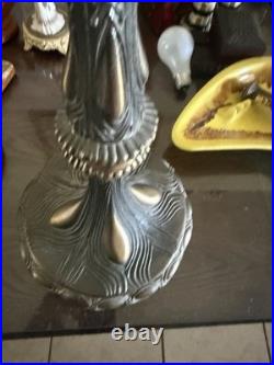 Early 20thc Leaded Slag Glass Lamp Blue Glass 25 Inch Early 20thc Leaded Slag Glass Lamp Blue Glass 25 Inch