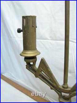 Early Art Deco/Nouveau Green Slag Glass Accent Table Lamp Light Cast Iron