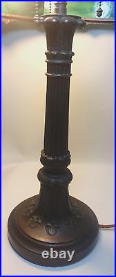Early Edward Miller Slag Glass Table Lamp-16 Panels-2 Color Handel Tiffany Era
