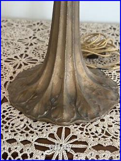 Edward Miller & Co. Table Lamp 1920's Beige Amber Filigree Slag Six Panels