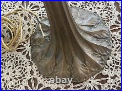 Edward Miller & Co. Table Lamp 1920's Beige Amber Filigree Slag Six Panels