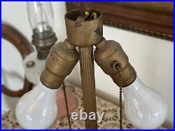 Edward Miller & Co. Table Lamp 1920's Beige Amber Filigree Slag Six Panels