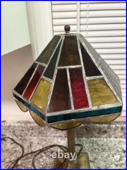 Edward Miller Slag Glass Table Lamp