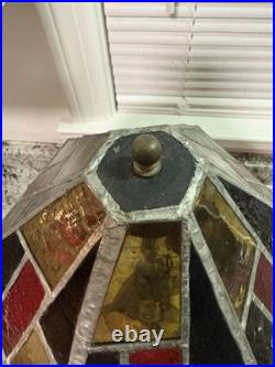 Edward Miller Slag Glass Table Lamp