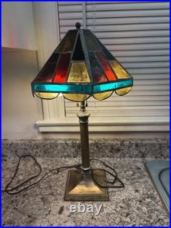 Edward Miller Slag Glass Table Lamp