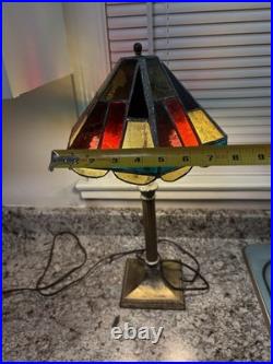 Edward Miller Slag Glass Table Lamp