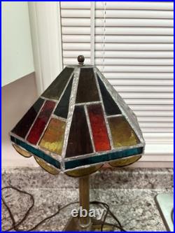 Edward Miller Slag Glass Table Lamp