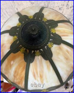 Eight Panel Slag Glass Table Lamp 23 Tall