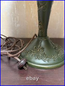 Eight Panel Slag Glass Table Lamp 23 Tall