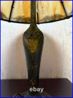 Eight Panel Slag Glass Table Lamp 23 Tall