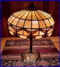 Elegant Unique or Lamb Brothers Leaded Slag Glass Lamp