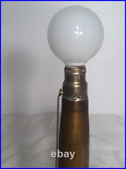 Excellent Trench Art Lamp With Excellent Arts & Crafts Slag Glass & Brass Shade