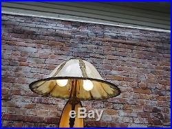 Exceptional Antique Bent Slag Glass Lamp with Lighted Base Handel Miller B&H Era