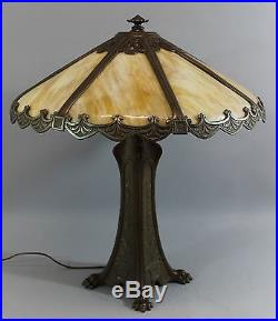 Exceptional Antique Early-20thC Aesthetic Period Slag Glass Table Lamp, NR