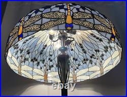 Extra Large Vtg Arts Crafts Dragonfly Slag Stained Glass Lamp Shade Tiffany Styl