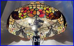 Extra Large Vtg Arts & Crafts Slag Stained Glass Lamp Shade Floral Tiffany Style