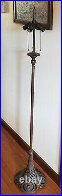 Extremely RARE Handel Leaded Slag Stained Glass Peacock FLOOR Lamp Base