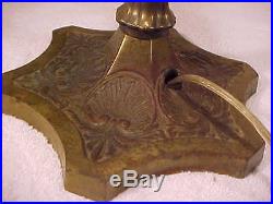 FABULOUS SALEM BROS Antique 12 Panel Slag Glass Table Lamp With Filigree ANIMAL