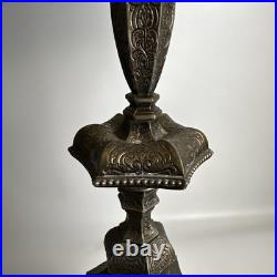 Fabulous Antique Slag Glass Table Lamp Bronze Ornamental Square Orange Fabulous Antique Slag Glass Table Lamp Bronze Ornamental Square Orange
