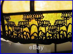 Fabulous VICTORIAN Hanging Lamp, Amber & Green Slag Glass, Floral Design