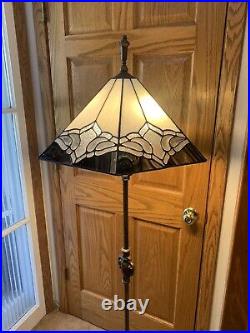 Fabulous Vintage Leaded Slag Glass Stained Glass Pyramid Large Lamp Shade