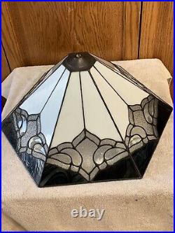 Fabulous Vintage Leaded Slag Glass Stained Glass Pyramid Large Lamp Shade