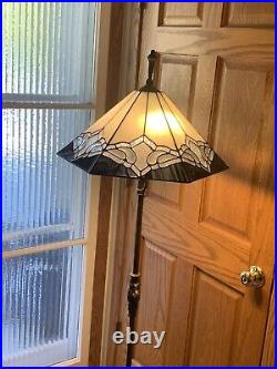 Fabulous Vintage Leaded Slag Glass Stained Glass Pyramid Large Lamp Shade