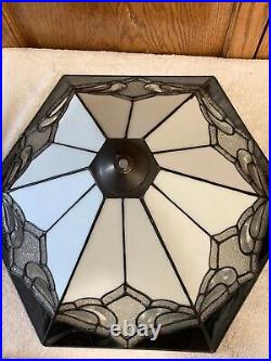 Fabulous Vintage Leaded Slag Glass Stained Glass Pyramid Large Lamp Shade