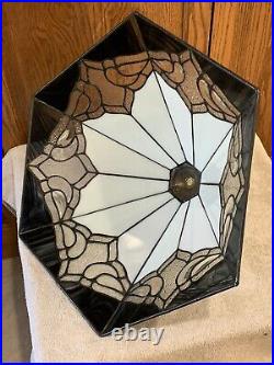 Fabulous Vintage Leaded Slag Glass Stained Glass Pyramid Large Lamp Shade