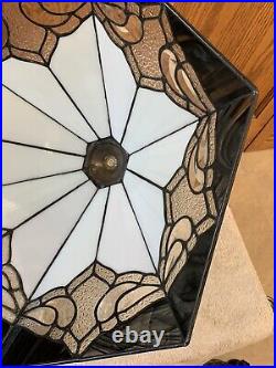 Fabulous Vintage Leaded Slag Glass Stained Glass Pyramid Large Lamp Shade