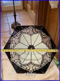 Fabulous Vintage Leaded Slag Glass Stained Glass Pyramid Large Lamp Shade