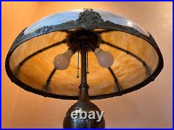 Fantastic Salem Bros Art Nouveau Antique Early 1900's Caramel Slag Glass Lamp