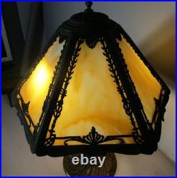 Fine Antique ART NOUVEAU Caramel Slag Glass Table Lamp, Rewired, circa 1920s