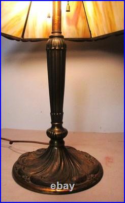 Fine Antique ART NOUVEAU Caramel Slag Glass Table Lamp, Rewired, circa 1920s