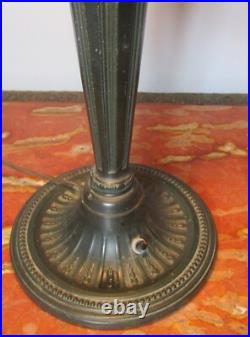 Fine Antique American Slag Glass Lamp Caramel with Floral Border Rewired