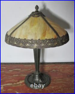 Fine Antique American Slag Glass Lamp Caramel with Floral Border Rewired