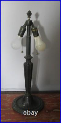 Fine Antique American Slag Glass Lamp Caramel with Floral Border Rewired