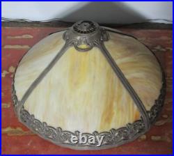 Fine Antique American Slag Glass Lamp Caramel with Floral Border Rewired