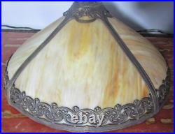 Fine Antique American Slag Glass Lamp Caramel with Floral Border Rewired