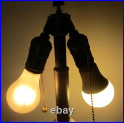 Fine Antique American Slag Glass Lamp Caramel with Floral Border Rewired